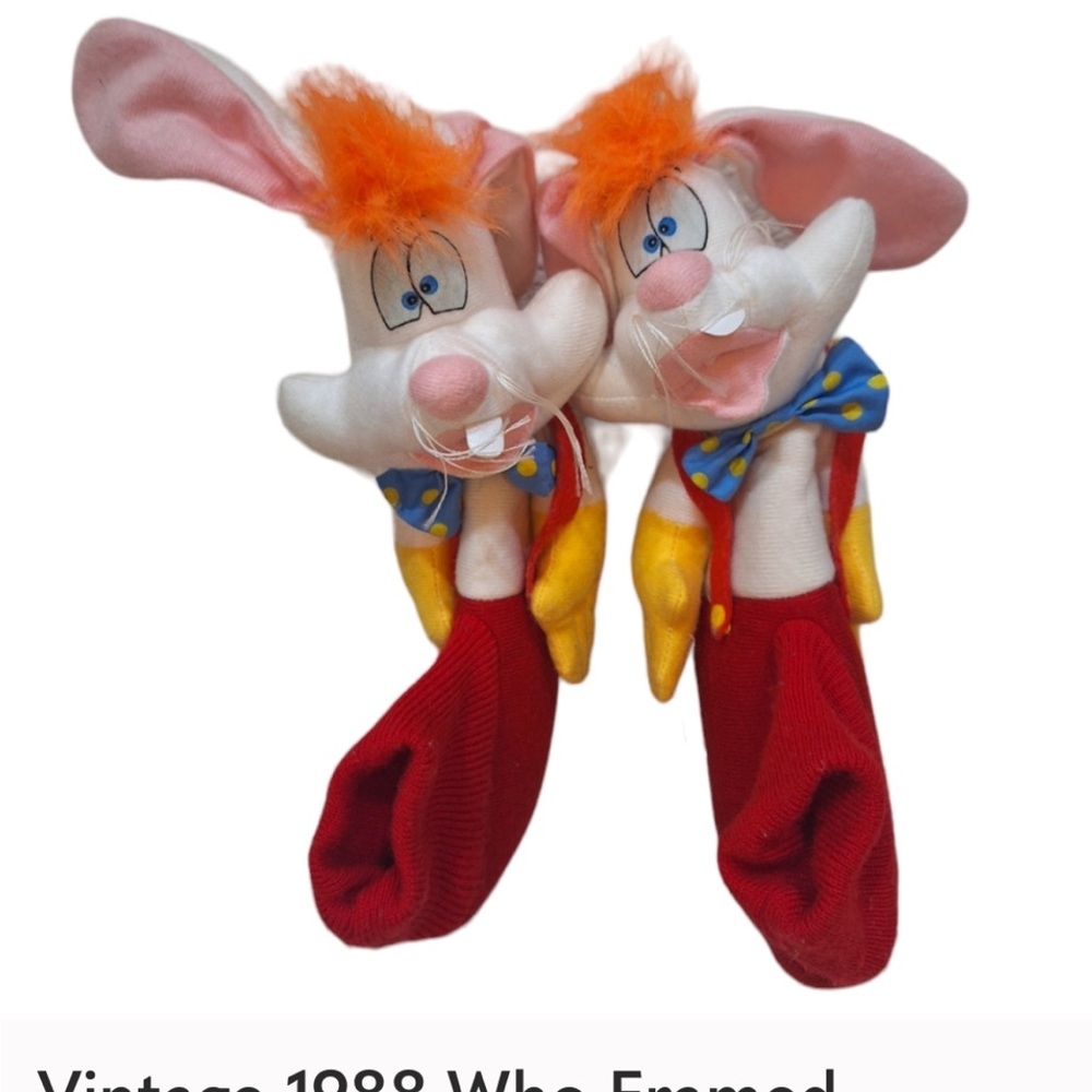 Walt Disney Vintage 1988 Who framed Roger Rabbit slippers❤️kids S/M - Picture 11 of 11